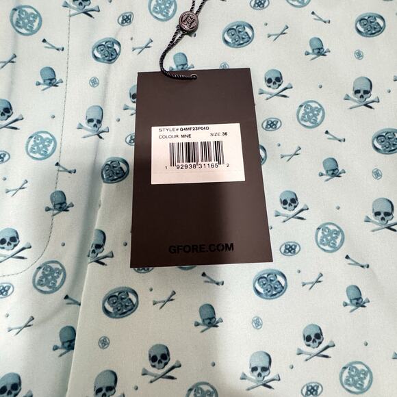 NWT G/FORE Mens 38 SHORTS 3D LOGO MAVERICK AQUA GREEN SKULL PERFORMANCE GOLF - Picture 3 of 10